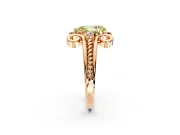 Solitaire Engagement Ring Setting for Fancy Yellow Pear-Shaped Center with Twisted Band and Scroll Prong Head in Rose Gold