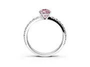 Solitaire Engagement Ring Setting for Fancy Pink Pear-Shaped Center with Large Accent Band and Prong Head in White Gold