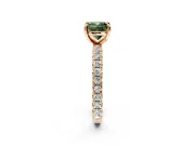Solitaire Engagement Ring Setting for Fancy Green Cushion Cut Center with Shared-Prong Accents and Prong Head in Rose Gold