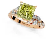 Solitaire Engagement Ring Setting for Fancy Yellow Princess Cut Center with Marquise Accent Twist Band and Prong Head in Rose Gold
