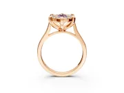 Single Halo Engagement Ring Setting for Fancy Pink Marquise Center with Corner Claws, Plain Band and Prong Head in Rose Gold