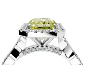 Halo Engagement Ring Setting for Fancy Yellow Radiant Cut Center with Twist Band and Prong Head in Sterling Silver