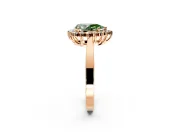 Starburst Halo Engagement Ring Setting for Fancy Green Pear-Shaped Center with Flat Cathedral Band and Prong Head in Rose Gold