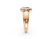 Solitaire Engagement Ring Setting for Fancy Blue Pear-Shaped Center with Wide Band and Bezel Head in Rose Gold