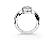 Halo Engagement Ring Setting for Radiant Cut Center with Tapered Plain Band and Prong Head in Platinum