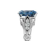 Solitaire Engagement Ring Setting for Fancy Blue Emerald Cut Center with Marquise and Bezel Accents and Prong Head in Platinum