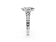 Solitaire Engagement Ring Setting for Marquise Center with Filigree Band and Prong Head in Platinum
