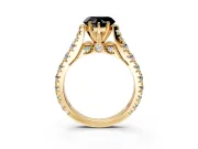 Solitaire Engagement Ring Setting for Fancy Black Heart-Shaped Center with Pave Cathedral Shoulders and Prong Head in Yellow Gold