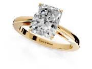 Solitaire Engagement Ring Setting for Radiant Cut Center with Open Cathedral Shoulders and Prong Head in Yellow Gold