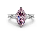 Solitaire Engagement Ring Setting for Fancy Pink Marquise Center with Marquise and Bezel Accents and Prong Head in Platinum