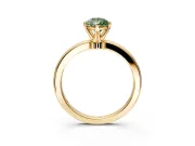 Solitaire Engagement Ring Setting for Fancy Green Pear-Shaped Center with Plain Band and Tulip Prong Head in Yellow Gold