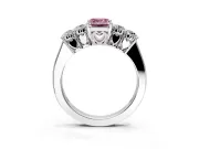5 Stone Engagement Ring Setting for Fancy Pink Emerald Cut Center with Equal Close-Set Accents and Prong Head in Platinum
