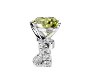 Solitaire Engagement Ring Setting for Fancy Yellow Heart-Shaped Center with Bar-Station Pave Twist and Prong Head in Platinum