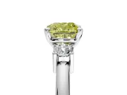 3 Stone Engagement Ring Setting for Fancy Yellow Cushion Cut Center with Wide Plain Band and Prong Head in Sterling Silver
