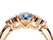 Cluster Engagement Ring Setting for Fancy Blue Pear-Shaped Center with Bezel Accent Clusters and Prong Head in Rose Gold