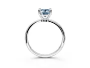 Minimalist Solitaire Engagement Ring Setting for Fancy Blue Oval Center with Thin Band and Prong Head in White Gold