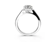 Solitaire Engagement Ring Setting for Round Cut Center with Channel Accents and Prong Head in Sterling Silver
