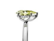 Hidden Halo Engagement Ring Setting for Fancy Yellow Pear-Shaped Center with Thin Round-Wire Band and Prong Head in White Gold