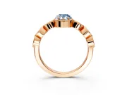 Vintage Station Engagement Ring Setting for Fancy Blue Pear-Shaped Center with Accents and Prong Head in Rose Gold