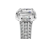 Solitaire Engagement Ring Setting for Princess Cut Center with Accented Split Shank and Prong Head in Platinum