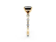 Solitaire Engagement Ring Setting for Fancy Black Princess Cut Center with Alternating Size Accents and Prong Head in Yellow Gold