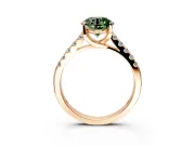 Solitaire Engagement Ring Setting for Fancy Green Round Cut Center with Partway Pave Band and Prong Head in Rose Gold