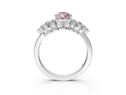 Cluster Engagement Ring Setting for Fancy Pink Pear-Shaped Center with 2-Row Shoulder Clusters and Prong Head in White Gold
