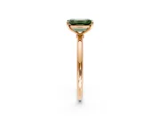 Solitaire Engagement Ring Setting for Fancy Green Emerald Cut Center with Straight Thin Band and Prong Head in Rose Gold