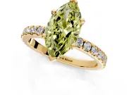 Solitaire Engagement Ring Setting for Fancy Yellow Marquise Center with Fine Pave Band and Claw Prong Head in Yellow Gold