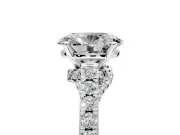 Solitaire Engagement Ring Setting for Oval Center with Crossover Accents and Prong Head in Platinum