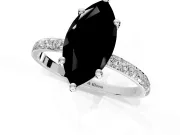 Solitaire Engagement Ring Setting for Fancy Black Marquise Center with Pave Accents and Prong Head in Platinum