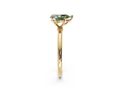 Solitaire Engagement Ring Setting for Fancy Green Pear-Shaped Center with Straight Thin Band and Prong Head in Yellow Gold