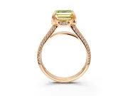 Solitaire Engagement Ring Setting for Fancy Yellow Asscher Cut Center with Accented Split Shank and Prong Head in Rose Gold