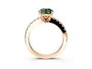 Solitaire Engagement Ring Setting for Fancy Green Round Cut Center with Single Row Accent Band and Prong Head in Rose Gold