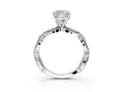 Solitaire Engagement Ring Setting for Cushion Cut Center with Marquise Panel Band and Prong Head in Platinum