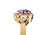 Cluster Engagement Ring Setting for Fancy Pink Round Cut Center with Milgrain Shoulder Clusters and Prong Head in Yellow Gold