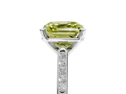 Solitaire Engagement Ring Setting for Fancy Yellow Asscher Cut Center with Channel Accents and Prong Head in Sterling Silver