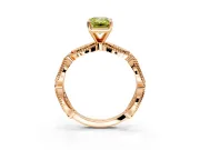 Solitaire Engagement Ring Setting for Fancy Yellow Emerald Cut Center with Marquise Panel Band and Prong Head in Rose Gold
