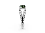 Halo Engagement Ring Setting for Fancy Green Round Cut Center with Rope Twist Split Shank and Prong Head in Platinum