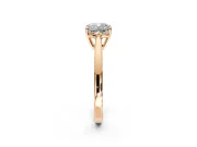 Solitaire Engagement Ring Setting for Cushion Cut Center with Open Cathedral Shoulders and Prong Head in Rose Gold