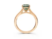 Solitaire Engagement Ring Setting for Fancy Green Princess Cut Center with Narrow Cathedral Band and Prong Head in Rose Gold