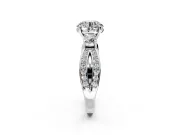 3 Stone Engagement Ring Setting for Round Cut Center with Pave Twist Band and Prong Head in White Gold