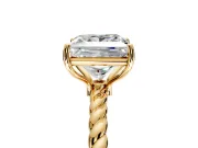 Solitaire Engagement Ring Setting for Princess Cut Center with Plain Twisted Rope Band and Prong Head in Yellow Gold
