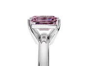 Solitaire Engagement Ring Setting for Fancy Pink Emerald Cut Center with Wire Band and Prong Head in Platinum