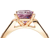 Solitaire Engagement Ring Setting for Fancy Pink Princess Cut Center with Channel Accents and Prong Head in Rose Gold