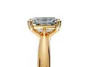 Solitaire Engagement Ring Setting for Emerald Cut Center with Reverse Tapered Band and Prong Head in Yellow Gold