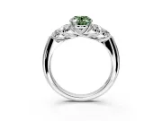 Cluster Engagement Ring Setting for Fancy Green Oval Center with Round Cut Accent Frame and Prong Head in Platinum