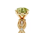 Solitaire Engagement Ring Setting for Fancy Yellow Round Cut Center with Marquise Panel Band and Prong Head in Yellow Gold