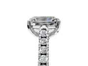 Solitaire Engagement Ring Setting for Emerald Cut Center with Partway Pave Band and Prong Head in Sterling Silver