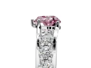 Solitaire Engagement Ring Setting for Fancy Pink Heart-Shaped Center with Graduated Shared Prongs and Prong Head in Sterling Silver